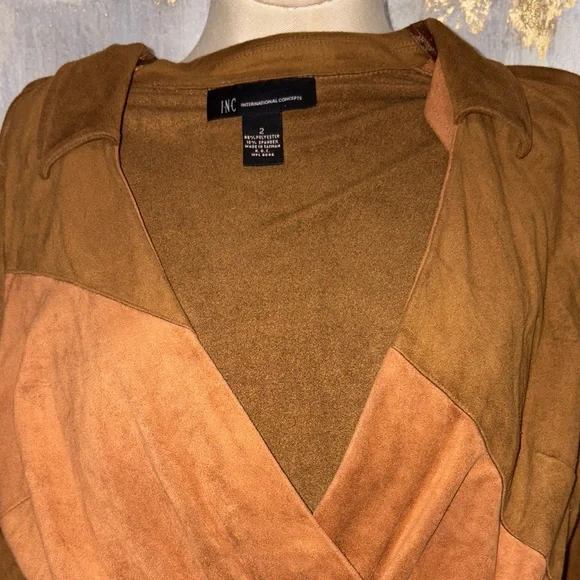 INC International Concepts Two-Tone Wrap Dress - Picture 2 of 4